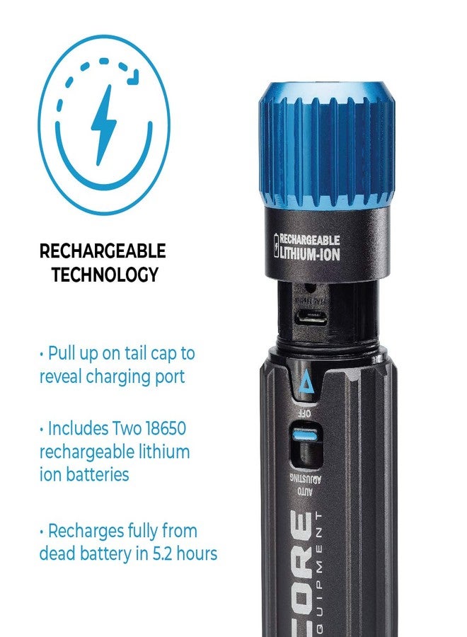 CORE 1500 Lumen CREE LED Rechargeable Camping Emergency Flashlight, Lithium Ion Batteries, Auto-dimming - Image 4